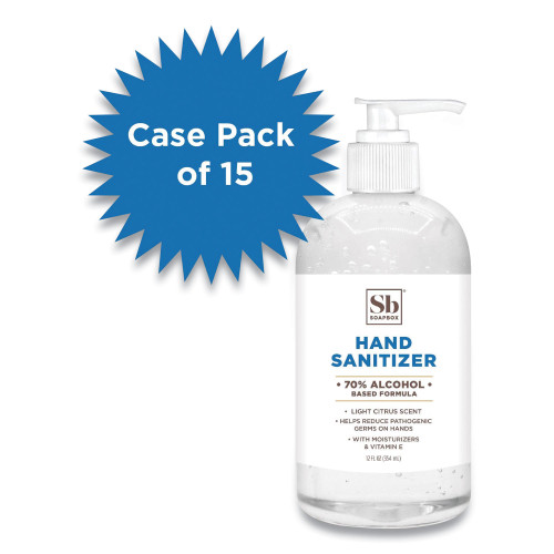 Soapbox 70% Alcohol Scented Hand Sanitizer， 12 oz Pump Bottle， Citrus， 15/Carton (77140CT) - Mycitystee