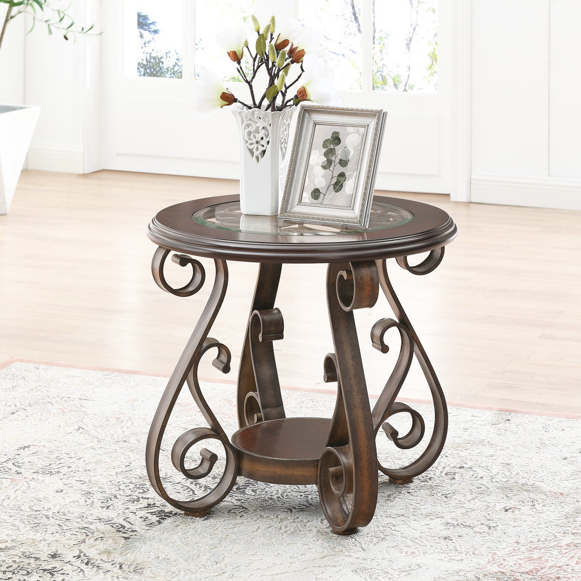 Table with Glass Table Top and Powder Coat Finish Metal Legs - Mycitystee
