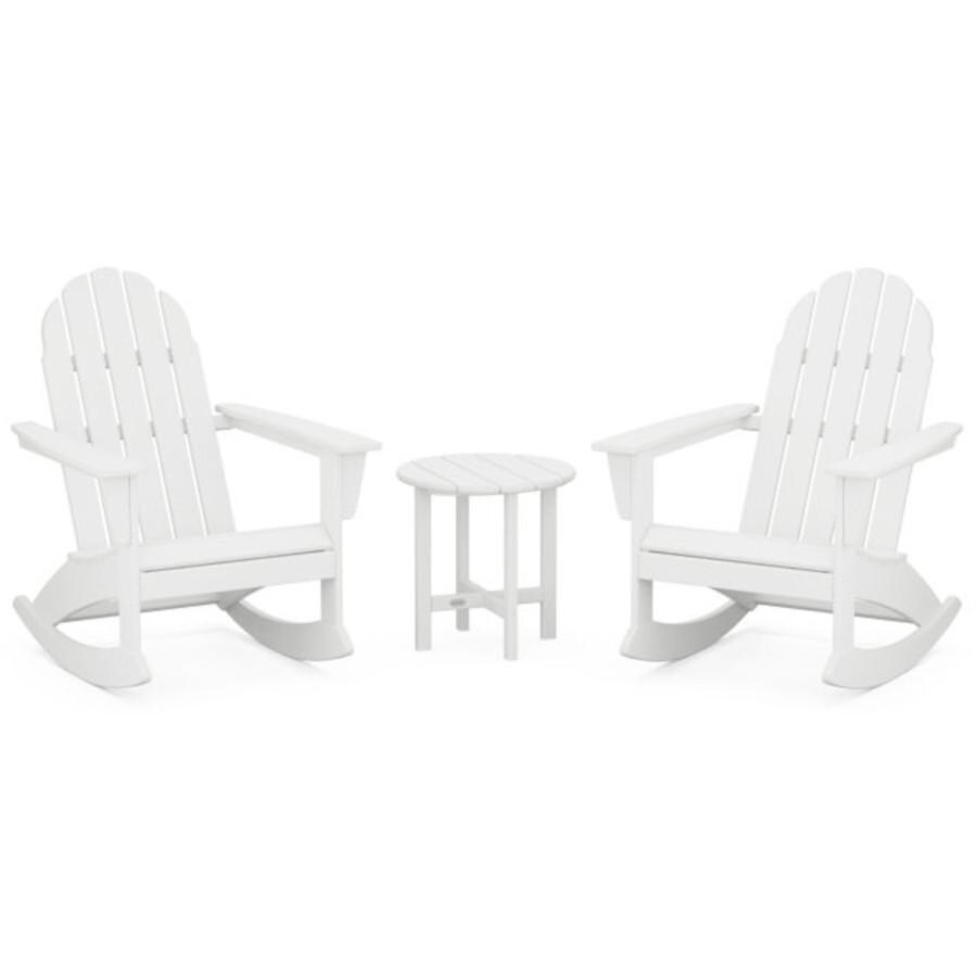 POLYWOOD Vineyard 3-Piece Adirondack Rocking Chair Set in White - Mycitystee