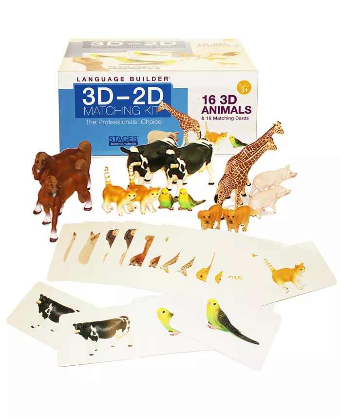Stages Learning Materials Language Builder - 3D-2D Matching Kit， Animals - Mycitystee