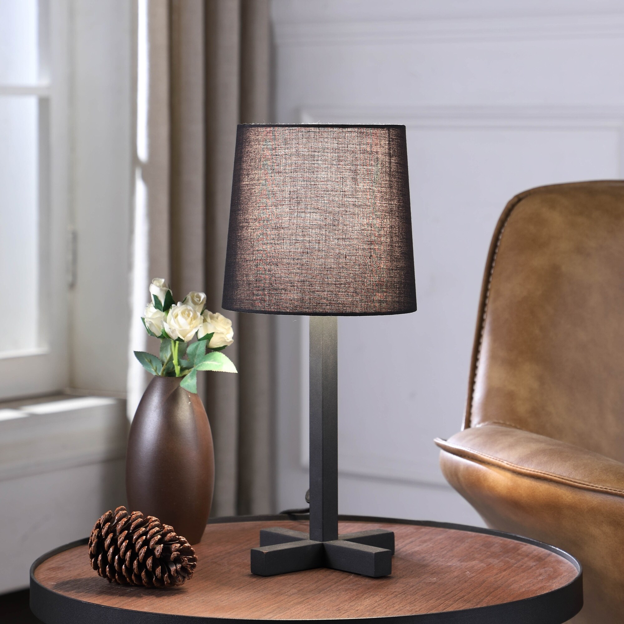 June Black Metal Cross-Legged Table Lamp - Mycitystee
