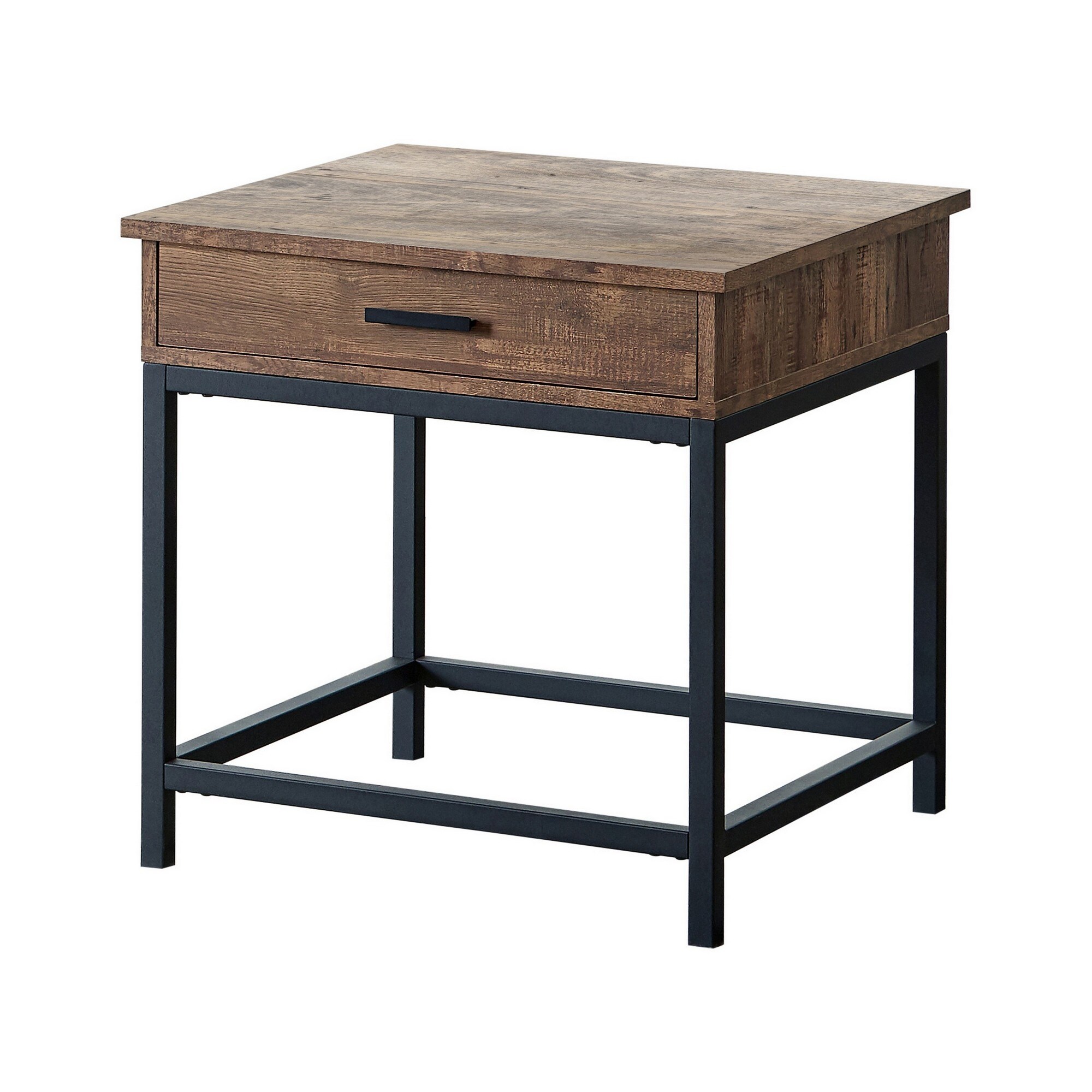 24 Inch Side End Table， Rectangular Tabletop， Single Drawer， Rustic Brown - Mycitystee