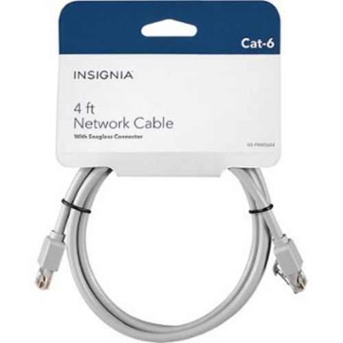 Insignia NS-PNW5604 4ft/10gbps Cat-6 Ethernet Cable, Gray - Mycitystee