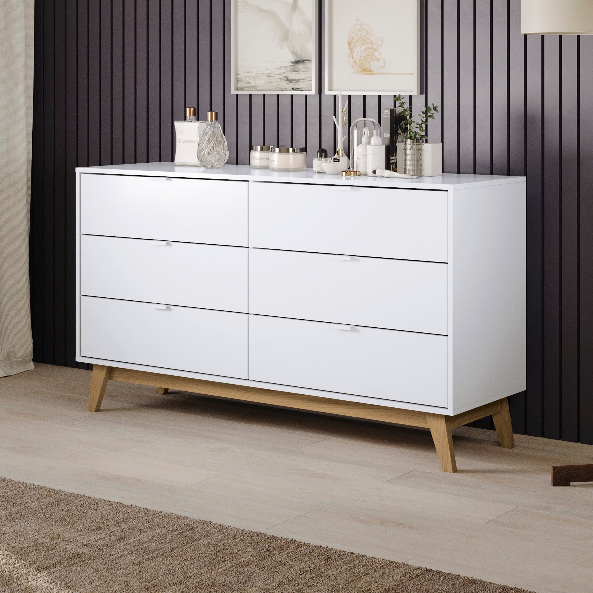 Hartford 6 Drawer Dresser - White/Light Brown - - 37050759 - Mycitystee