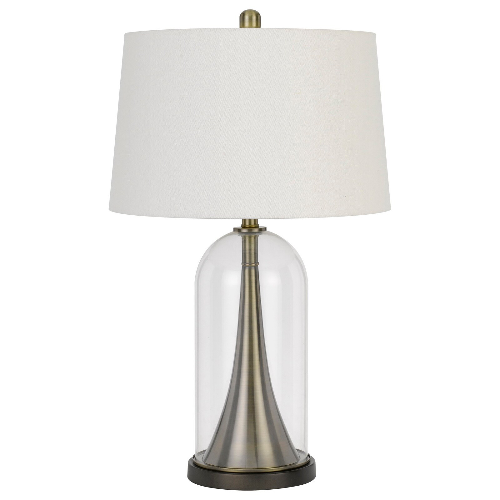 45 Inch Metal Table Lamp， Dimmer， Clear Glass Dome Base， Silver - Mycitystee