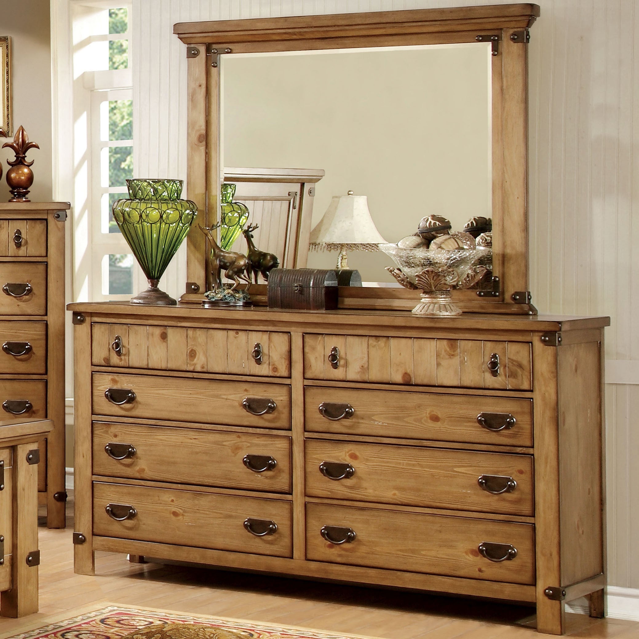 Furniture of America Sierren Country Style 2-piece Dresser and Mirror Set - - 21906756 - Mycitystee