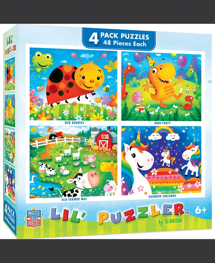 MasterPieces Puzzles Lil Puzzler - 4 Pack - 100 Piece Kids Jigsaw Puzzle - Mycitystee