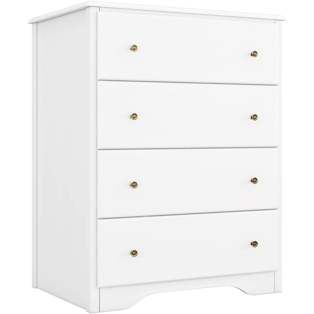 Dresser with 4 Drawers， Modern Dressers for Bedroom， Chest of Drawers Clothes Organizer， Wooden Nightstand for Living Room - - 37065841 - Mycitystee