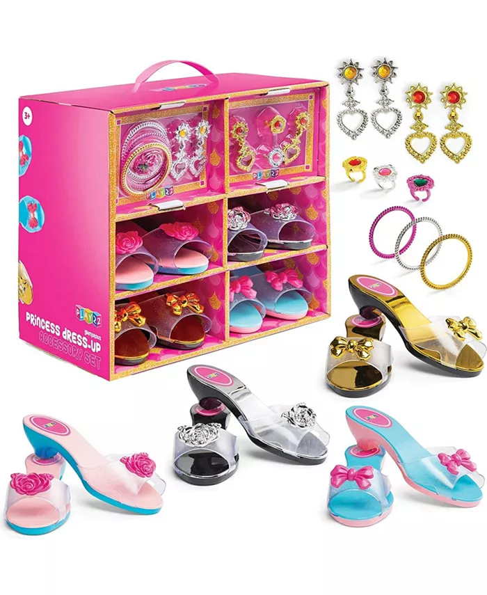 Play22usa Princess Dress Up Shoes - Princess Toys for Little Girls - Toddler Dress Up Jewelry Toy Heels for Little Girls， 18 Piece Set - 4 Pairs of Sh - Mycitystee