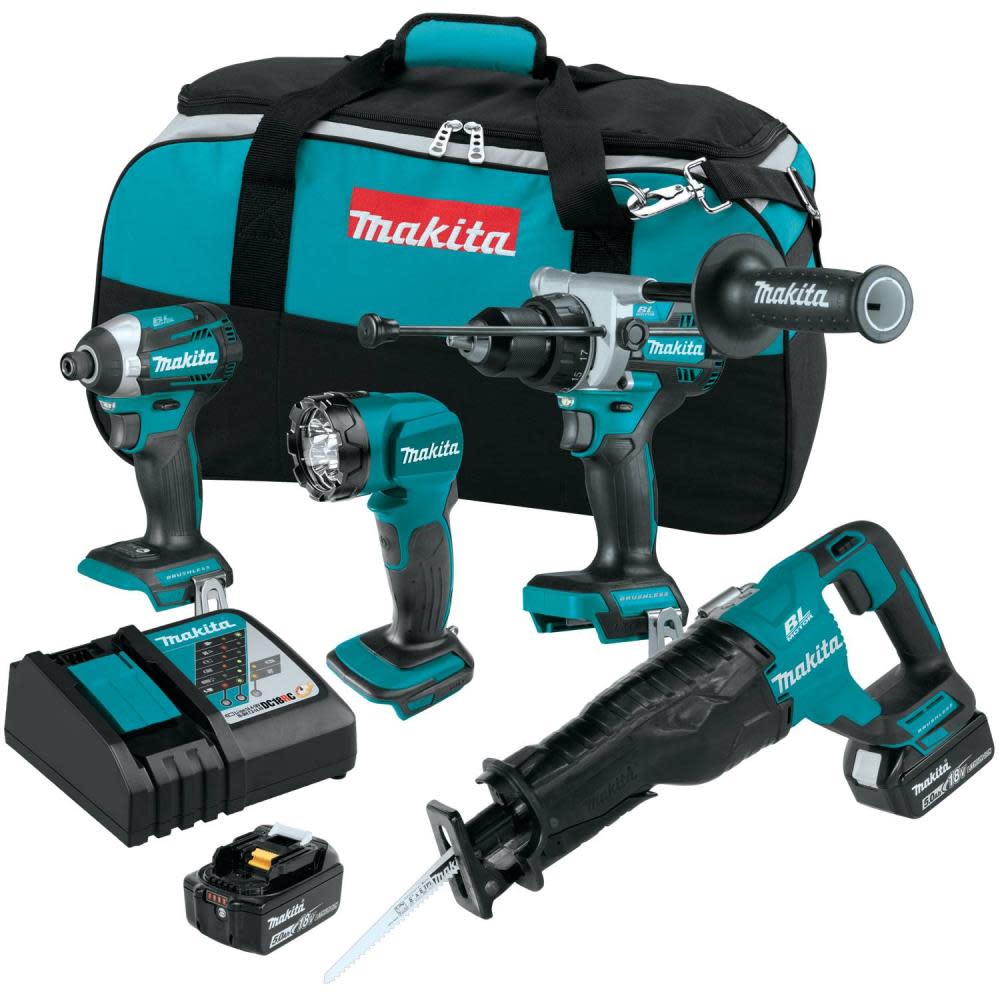 Makita 18V LXT Lithium Ion Brushless Cordless Combo Kit 4pc XT453T from Makita - Mycitystee