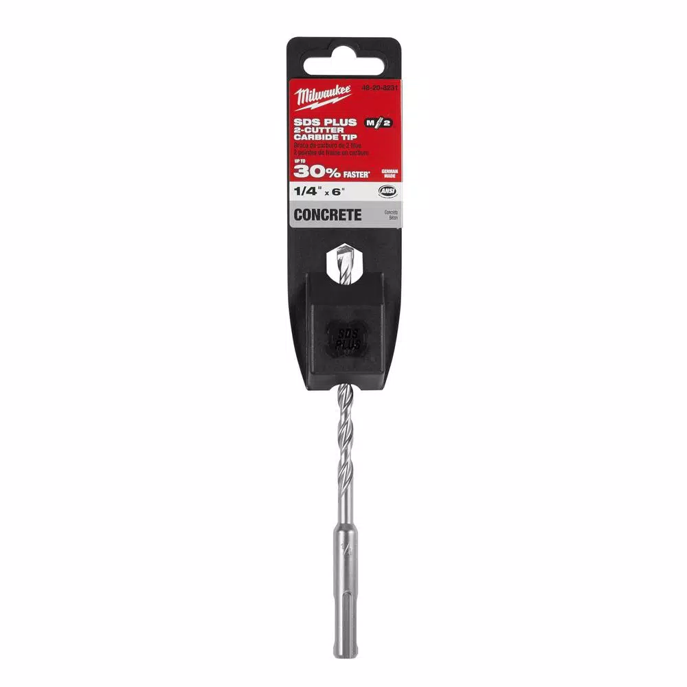 Milwaukee 1/4 in. x 6 in. 2-Cutter SDS-Plus Carbide Bit and#8211; XDC Depot - Mycitystee