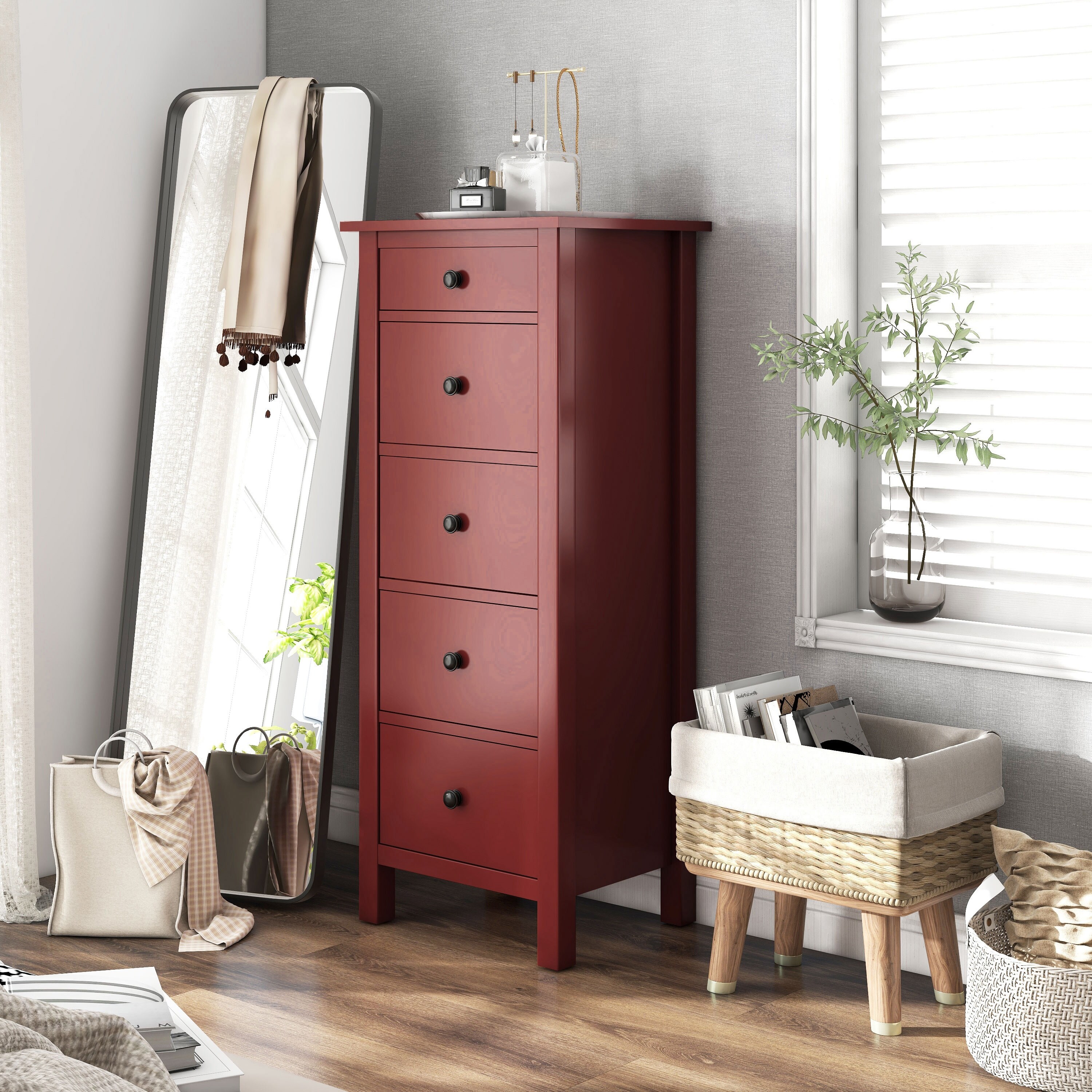 Furniture of America Wal Farmhouse Round Knobs 5-drawer Storage Chest - - 9215831 - Mycitystee
