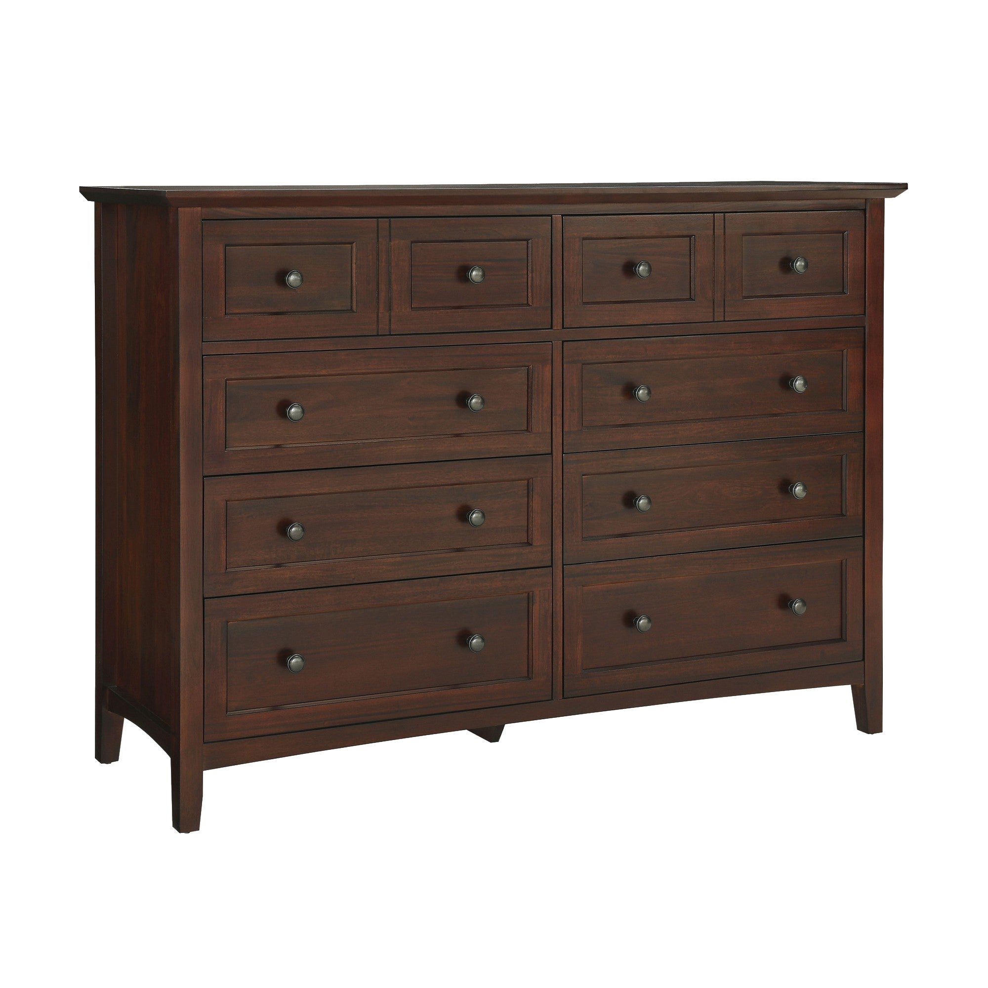 Transitional Style 8 Drawer Wooden Dresser with Bevel Floating Top， Brown - - 32604648 - Mycitystee