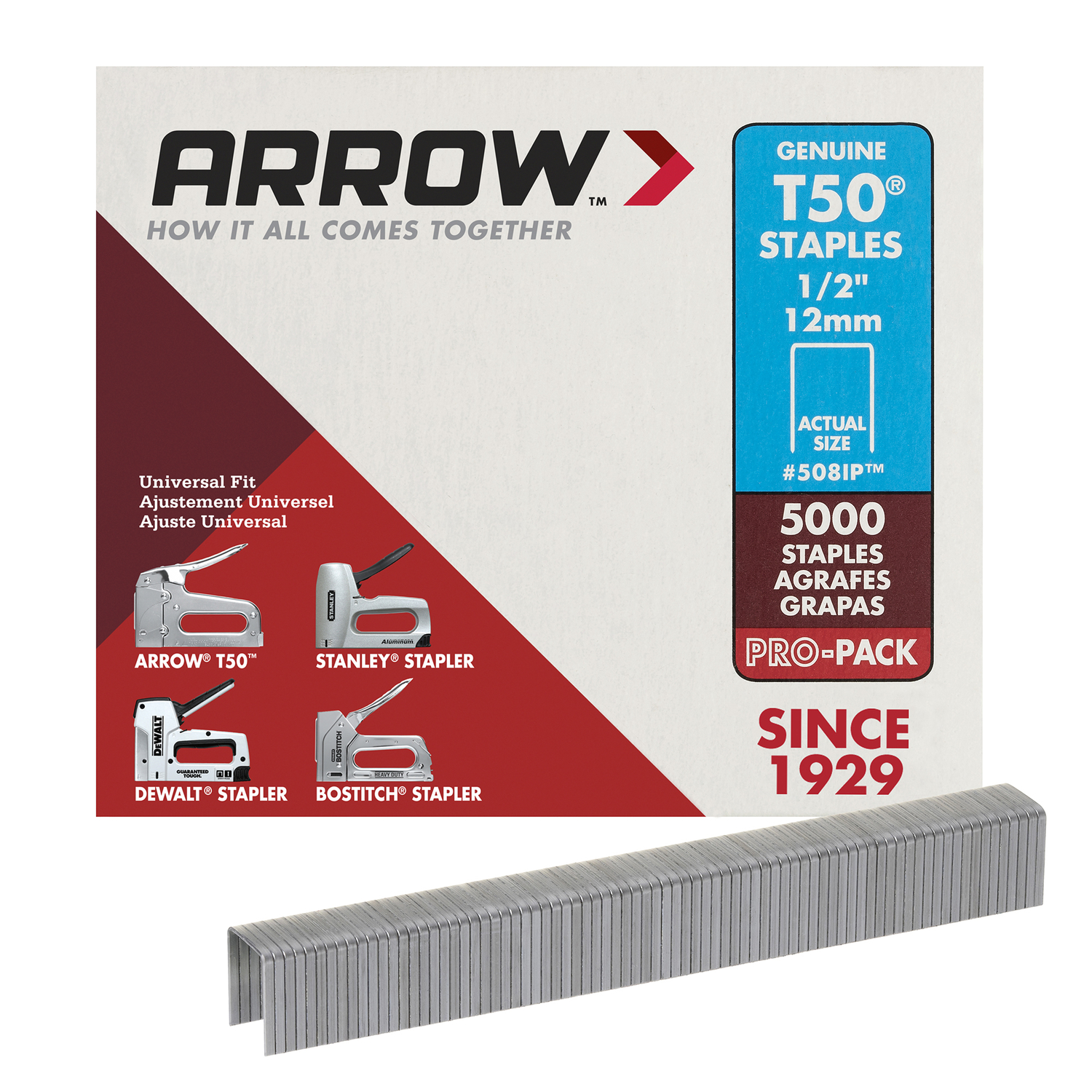Arrow T50 3/8 in. W X 1/2 in. L 18 Ga. Flat Crown Heavy Duty Staples 5000 pk - Mycitystee