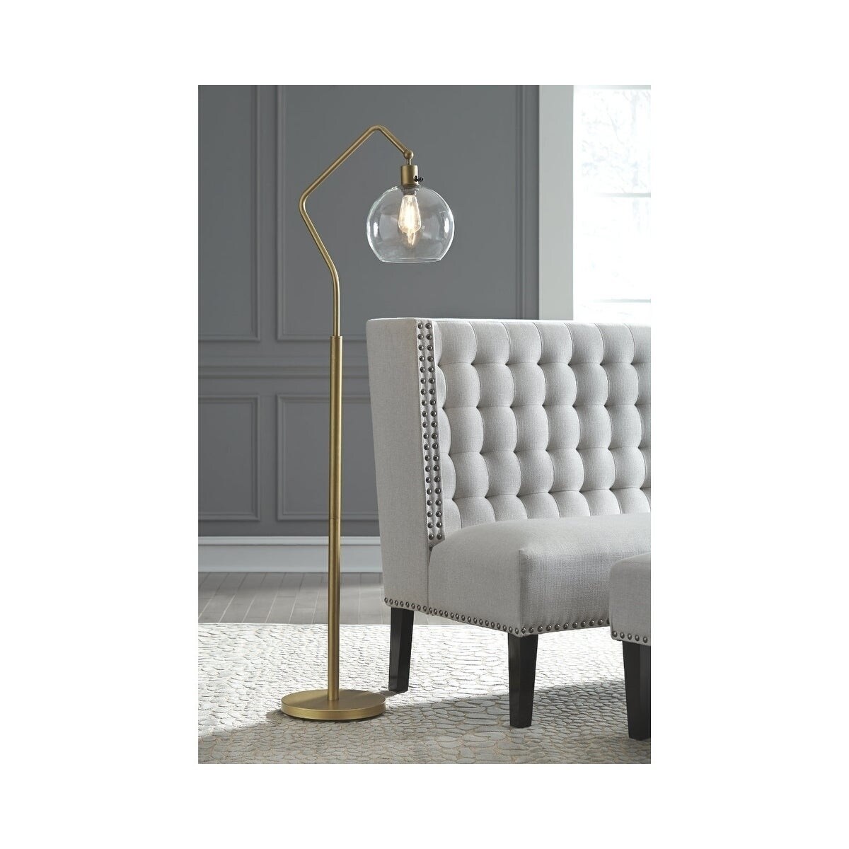 Marilee Floor Lamp - Antique Brass - Black/Brass - Mycitystee