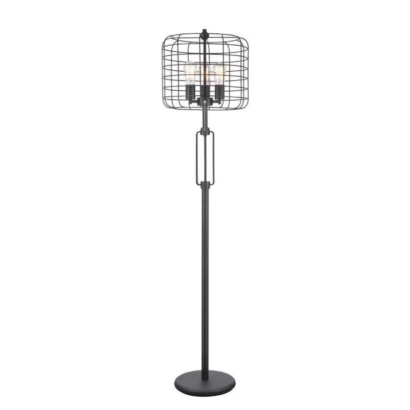 Metal Base Caged Shade Lamp with Open Design and Circular Base， Black - 63 H x 15 W x 15 L Inches - Mycitystee
