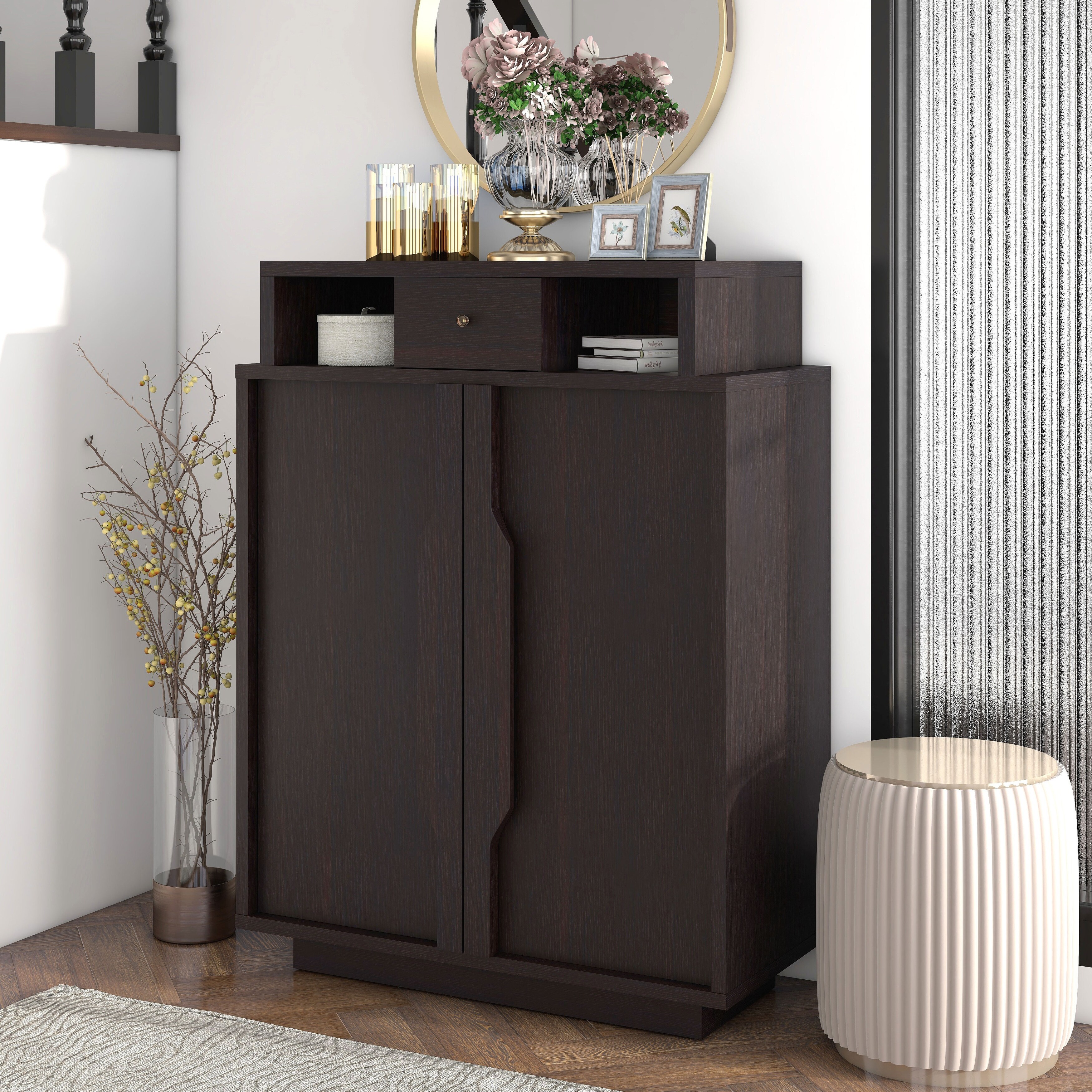 Furniture of America Icel Contemporary Espresso 5-shelf Shoe Cabinet - - 21895171 - Mycitystee