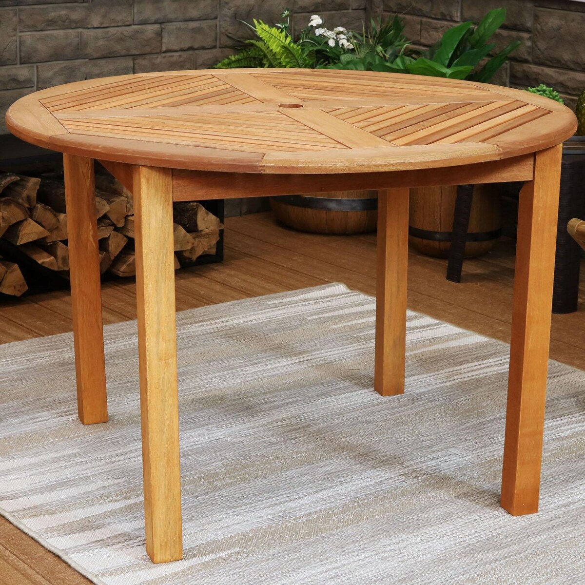 Ultimate Patio 42-Inch Meranti Wood Outdoor Dining Table W/ Teak Oil Finish - Mycitystee