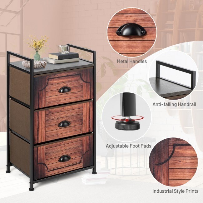 Practical And Simple 3 Drawer Fabric Dresser Storage Tower Nightstand， Suitable for Bedroom， Living Room， Dining Room - - 37776942 - Mycitystee