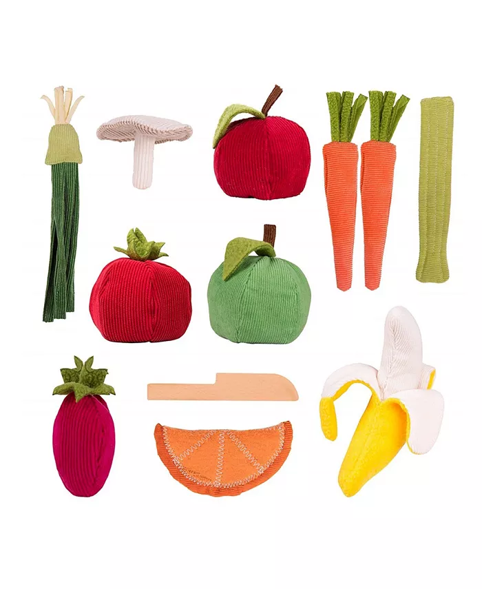 Salus Brands PopOhVer Pretend Play Plush Fruits Vegetables Food Playset - Mycitystee
