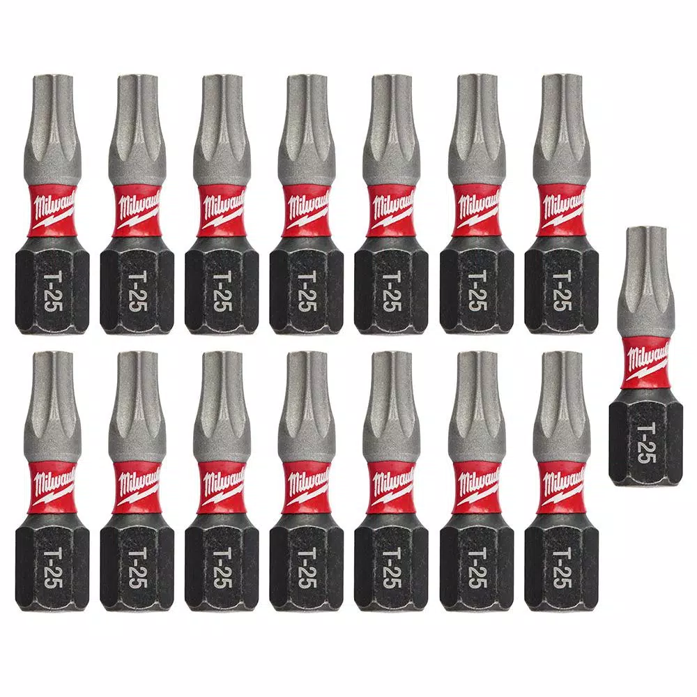 Milwaukee T25 1 in. Shockwave Impact Steel Duty Insert Bits (15-Pack) and#8211; XDC Depot - Mycitystee