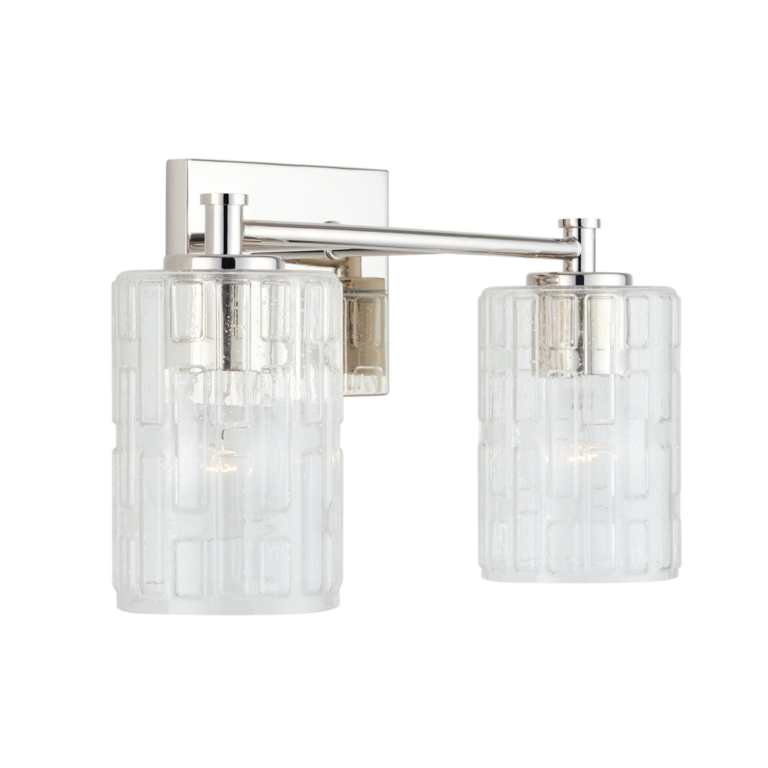 Emerson 2-light Polished Nickel Bath/ Vanity Fixture w/ Embossed Seeded Glass - Mycitystee