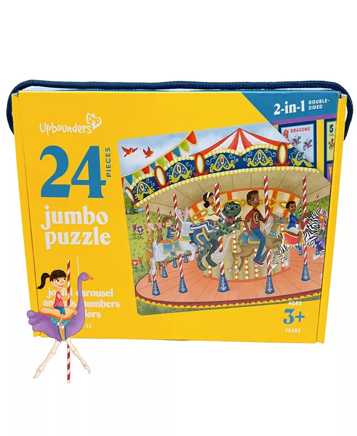 Upbounders Joyful Carousel Animals Numbers and Colors 24 Piece 2 Sided Beginer Puzzle - Mycitystee