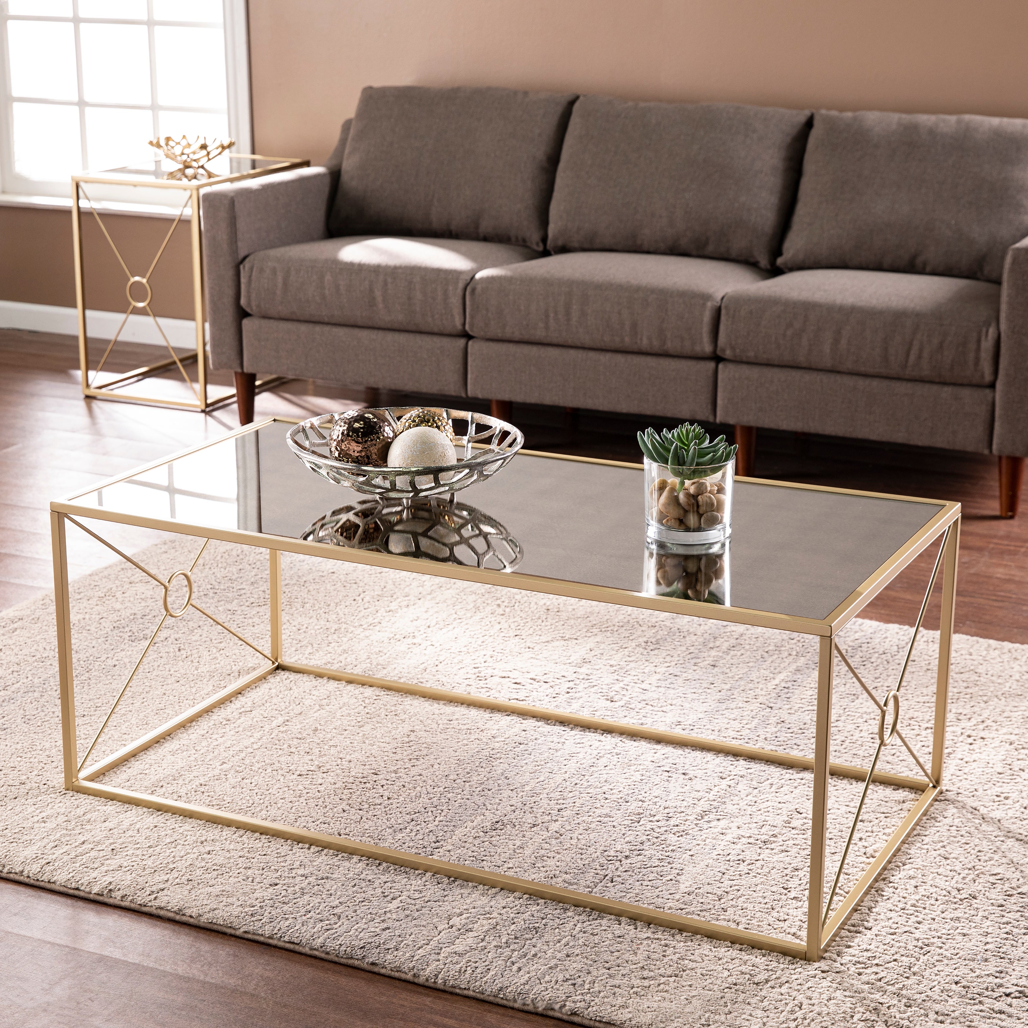 SEI Furniture Lanfranco Transitional Gold Metal Coffee Table - Mycitystee