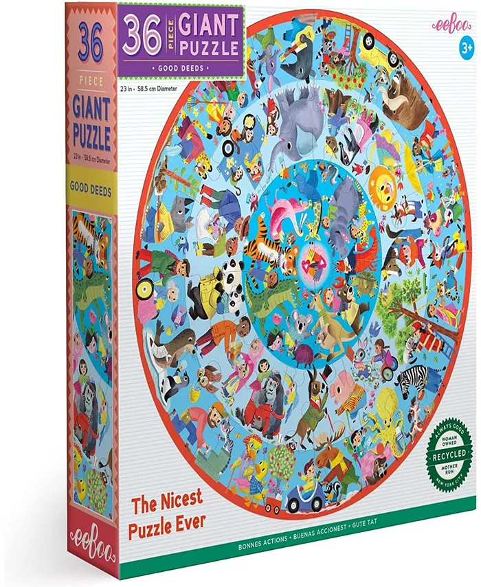 Eeboo Good Deeds 36 Piece Giant Round Jigsaw Puzzle for Kids - Mycitystee