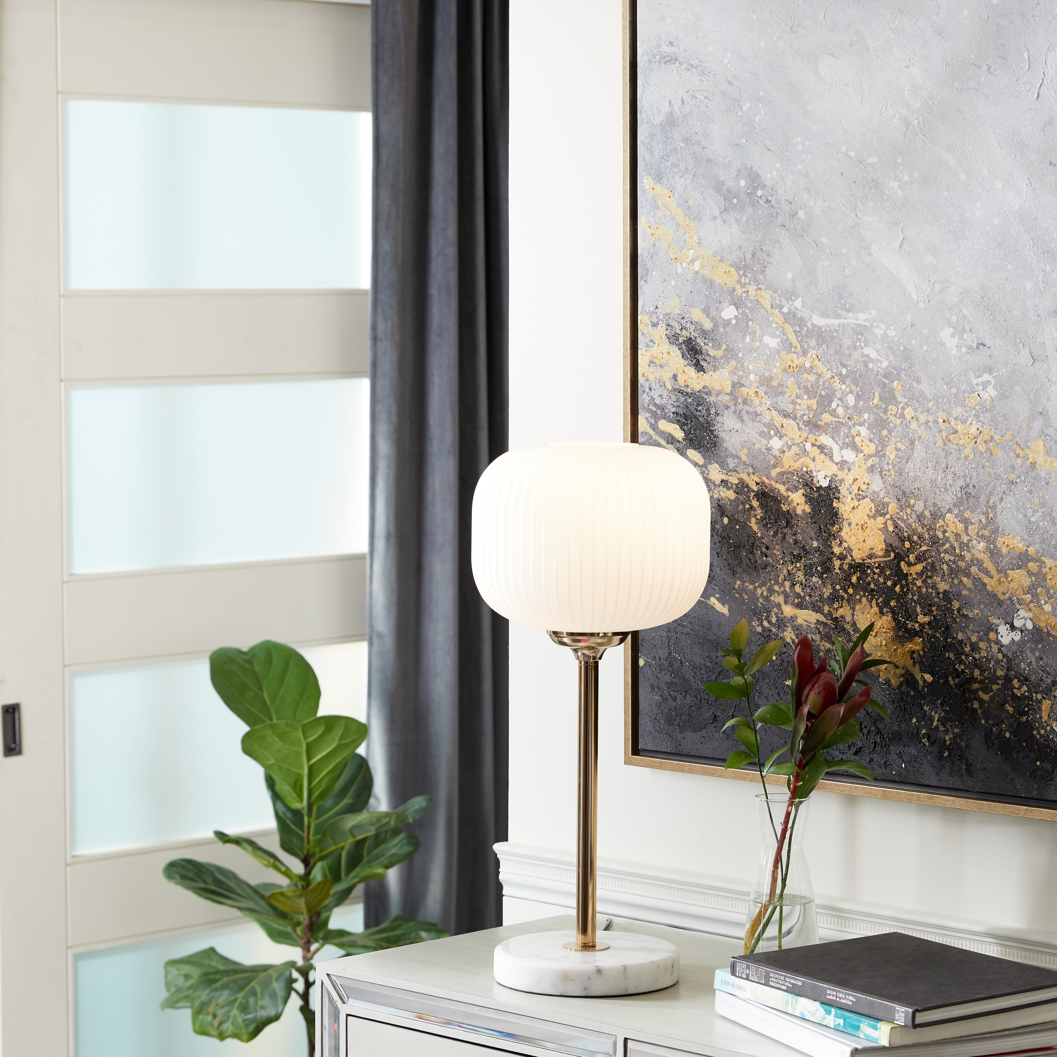 White Metal Modern Table Lamp - 10 x 10 x 23 - Mycitystee