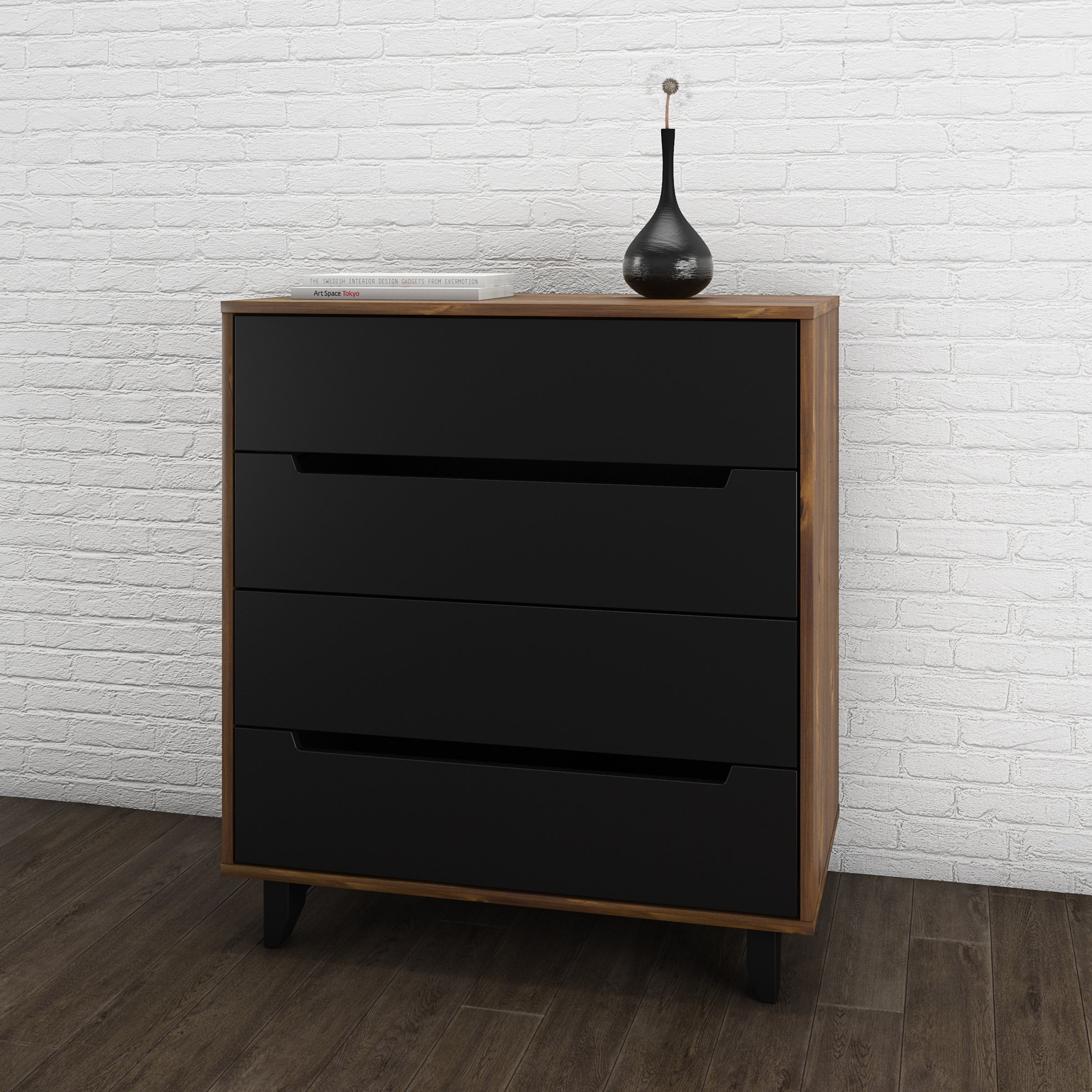 Nexera Nocce 4 Drawer Chest， Truffle and Black - - 22676544 - Mycitystee