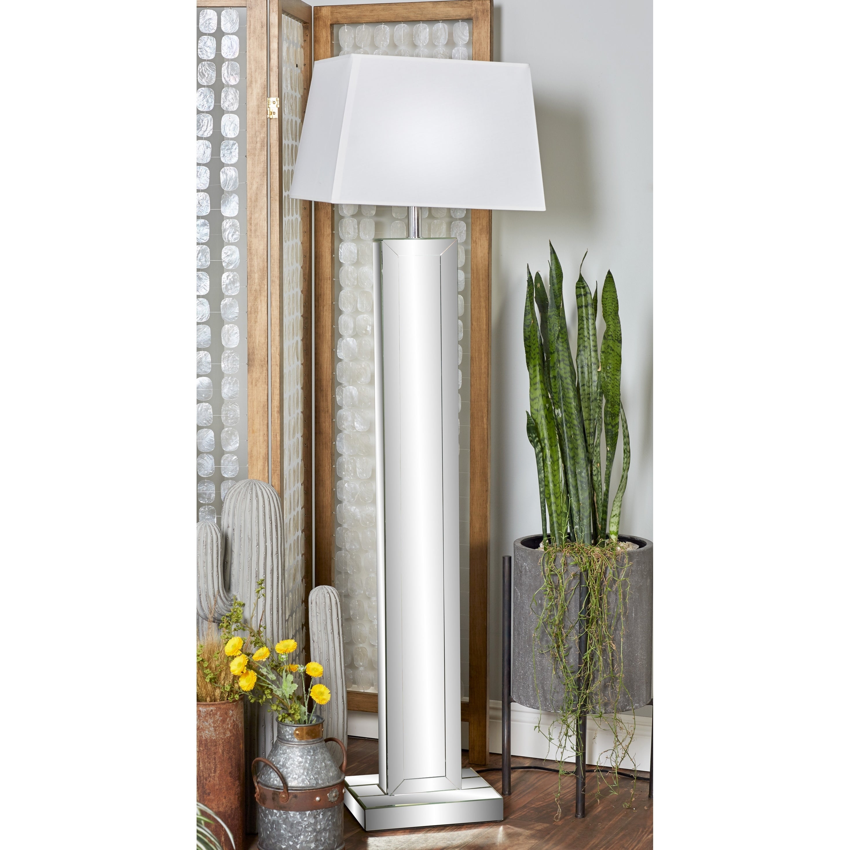 Silver Glass Glam Floor Lamp 65 x 18 x 16 - 18 x 65 - Mycitystee