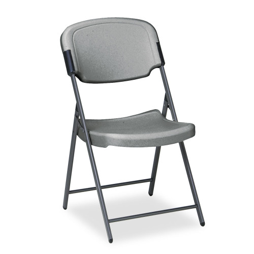 Iceberg Rough n Ready Commercial Folding Chair， Supports Up to 350 lb， Charcoal Seat/Back， Silver Base (64007) - Mycitystee