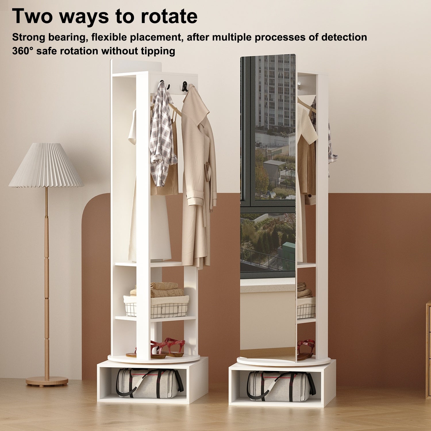 360 Stand Organizer Armoire with Full-Length Mirror Dressing Cabinet - - 37210868 - Mycitystee