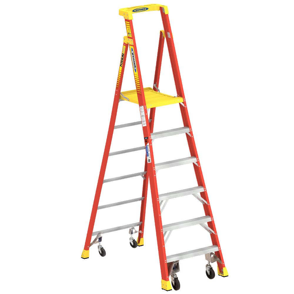 Podium 6-ft Fiberglass 300-lb Type IA Platform Ladder - Mycitystee