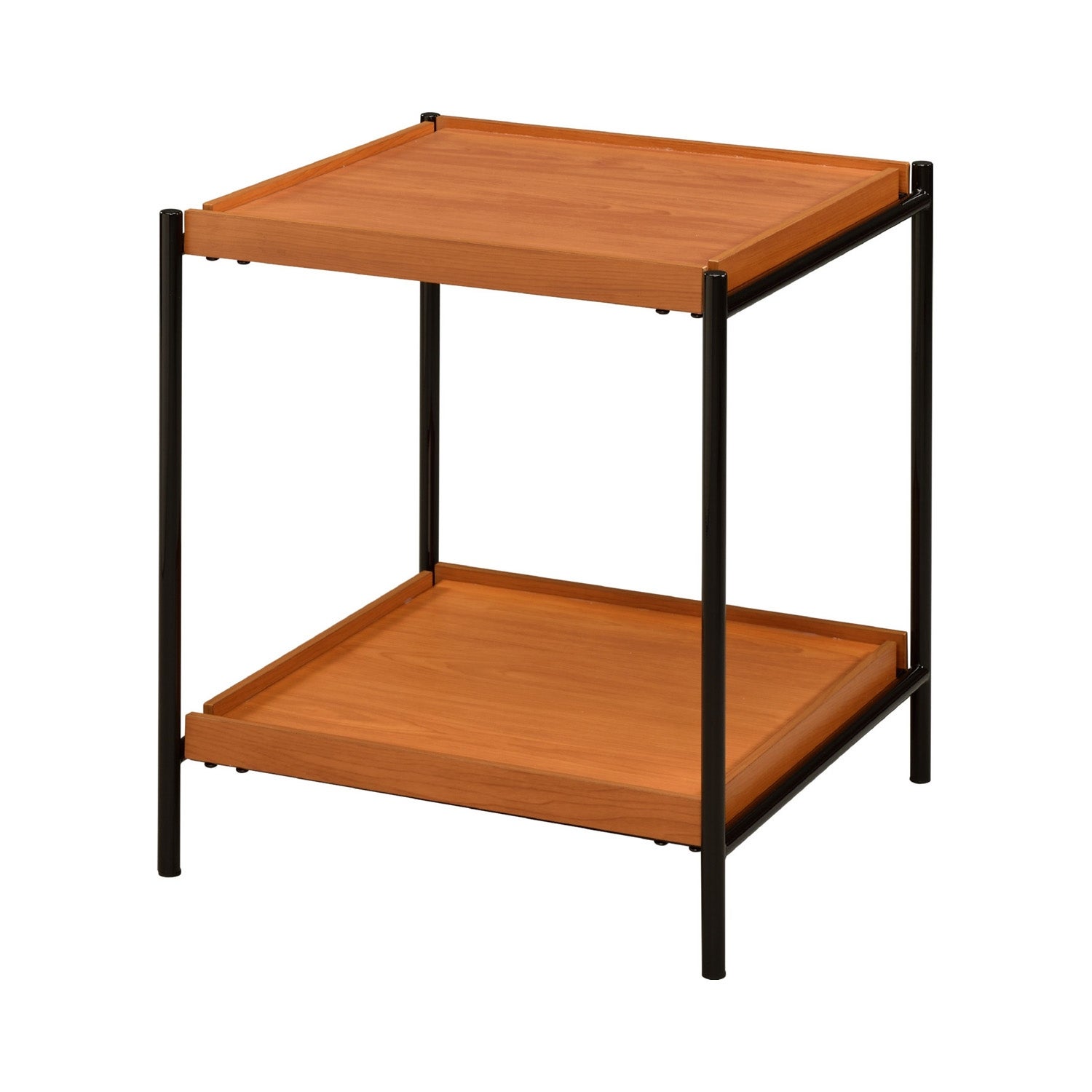 Wooden End Table with Metal Frame in Honey Oak and Black - Mycitystee
