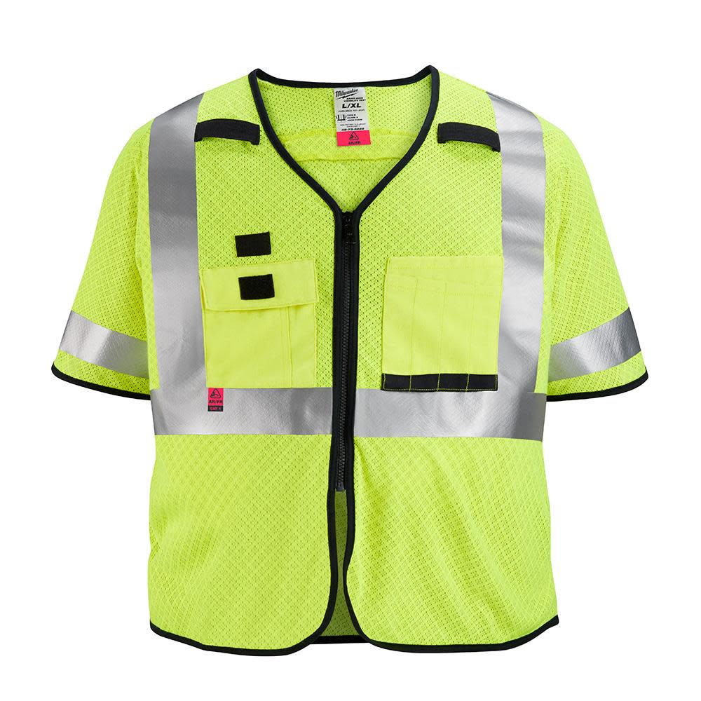 Milwaukee High Vis Safety Vest Yellow Class 3 Mesh AR/FR Cat 1  L/XL - Mycitystee