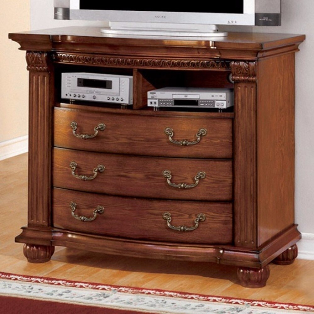 Luxurious Wooden Media Chest， Oak Brown - - 21555295 - Mycitystee