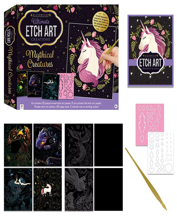 Kaleidoscope Ultimate Etch Art Kit Mythical Creatures Fantasy Etch Art Panels With Unicorns And Dragons Mess-Free Arts And Craft Kits For Adults - Mycitystee