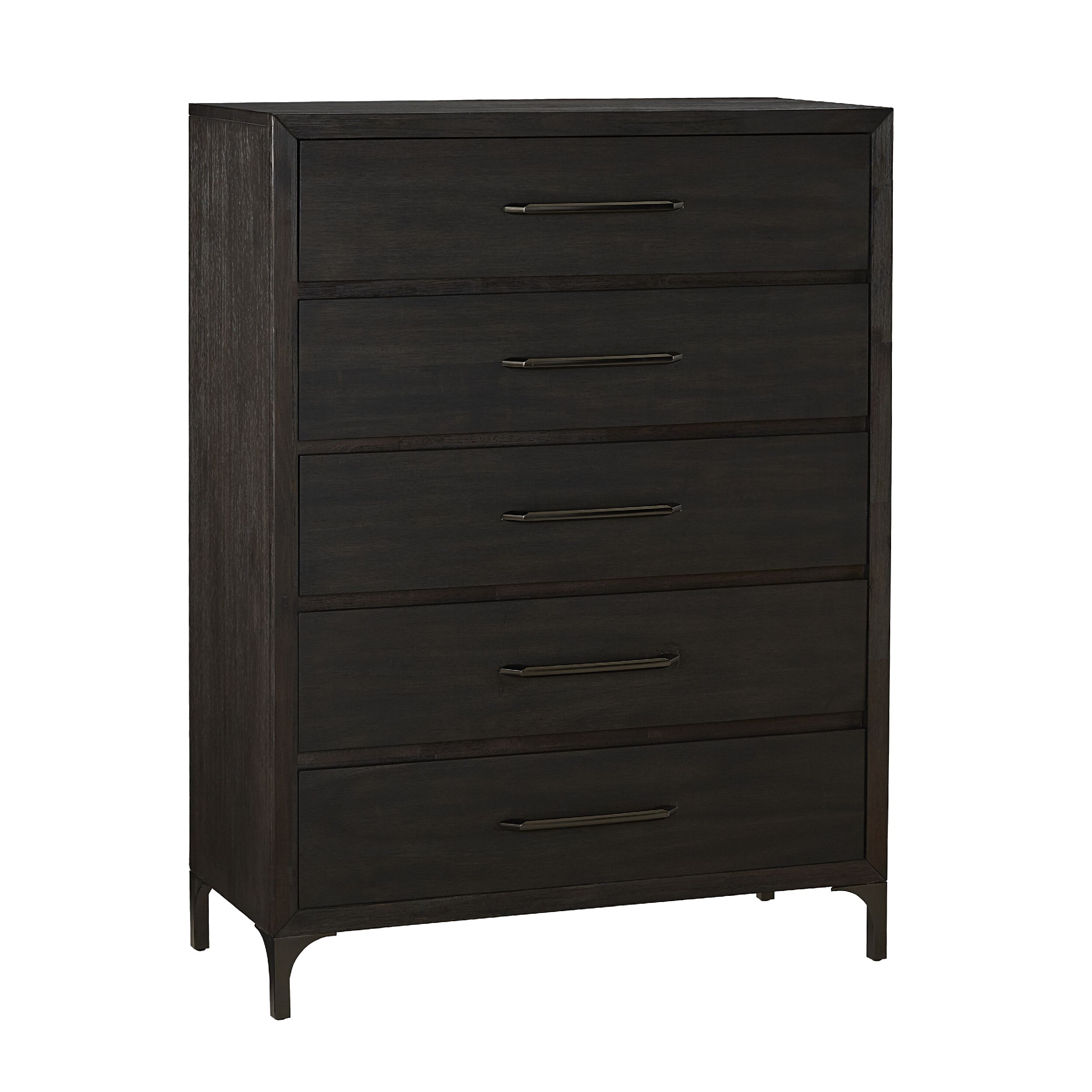 54 Inch Moe Wood 5 Drawer Chest， Metal Legs， Espresso Brown - - 36687361 - Mycitystee