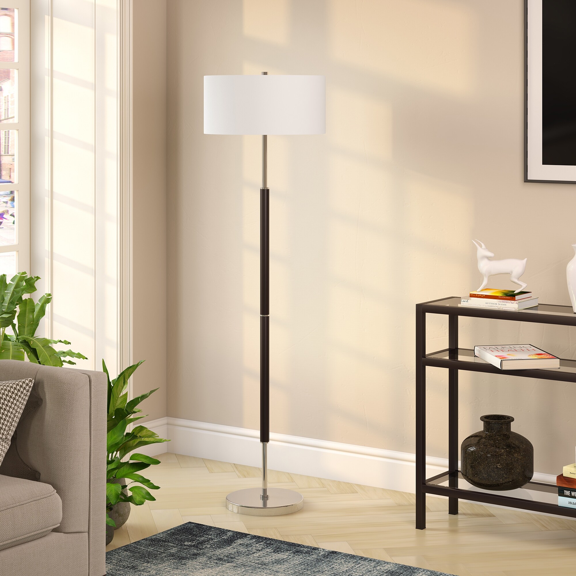 Simone 2-Light Floor Lamp with Fabric Shade - Mycitystee