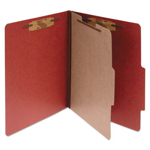 Acco Pressboard Classification Folders， 1 Divider， Letter Size， Earth Red， 10/Box (15034) - Mycitystee