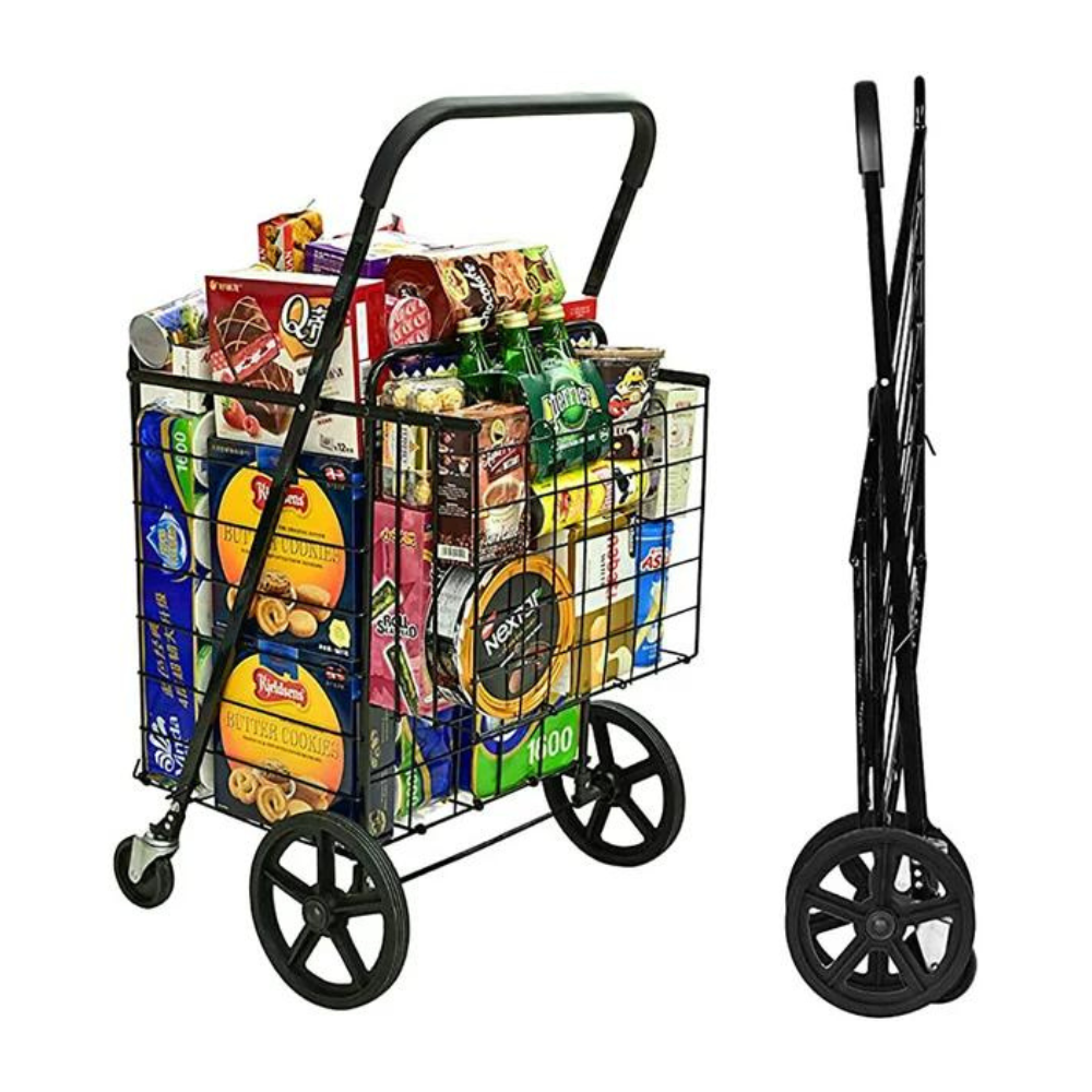 Siffler Shopping Cart With 360° Rolling Swivel Wheels， Large-Black - Mycitystee