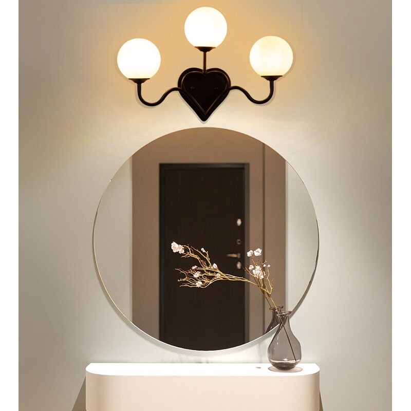 3-Light Black Bathroom Vanity Lights Wall Light with Glass Shade - 3 light - Mycitystee