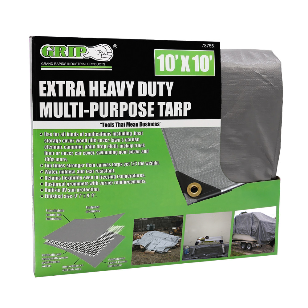 Grip On Tools Tarp 10and#8242; x 10and#8242; Extra Heavy Duty Multi Purpose - Mycitystee