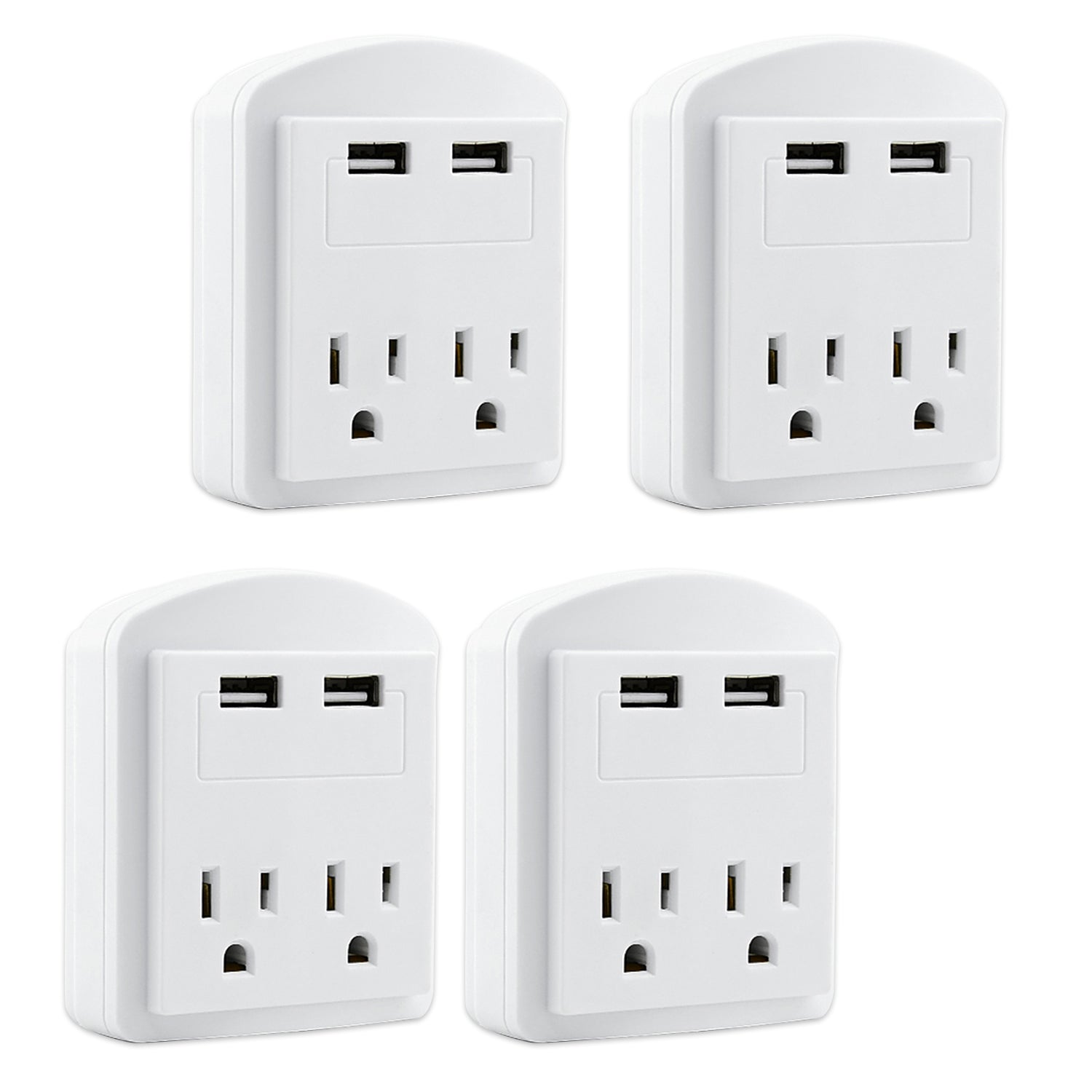 5 Core Wall Charger 4 Pack White| Surge Protector, Charging Power Outlet with 2 USB Ports and 2 AC Plug Expanders | Wall Adapter for Travel, Home, Off - Mycitystee