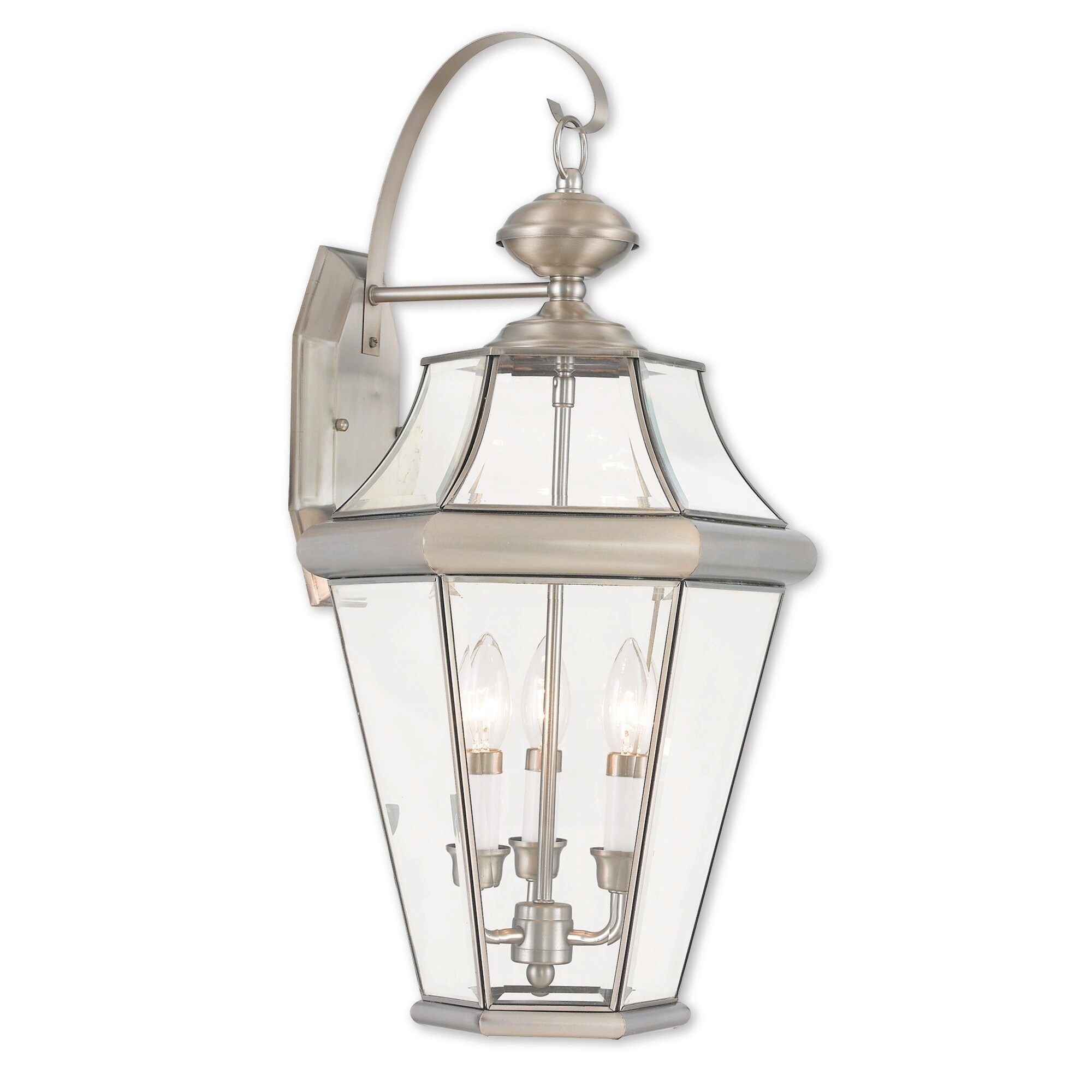 Livex Lighting Georgetown 3-Light Brushed Nickel Outdoor Wall Lantern - 13
