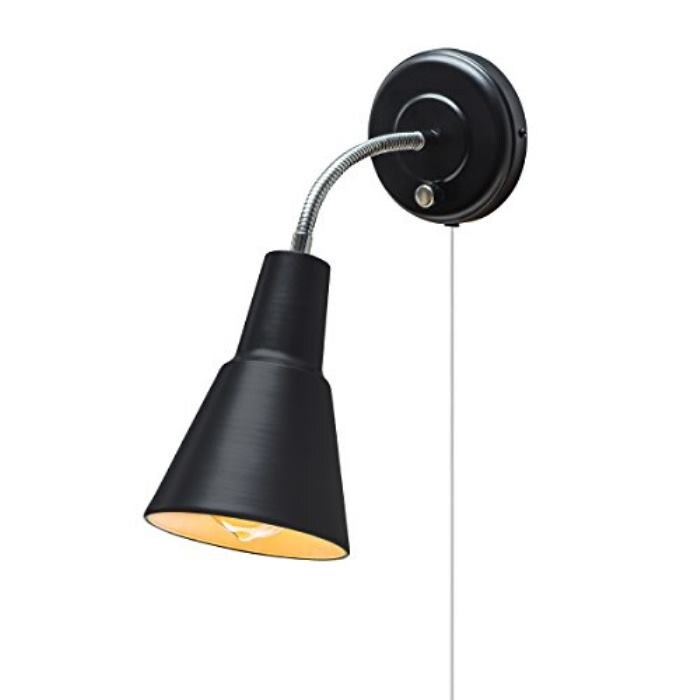 1 light gooseneck black wall sconce - Mycitystee