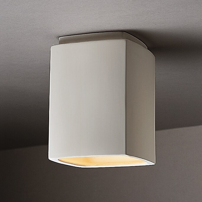 Justice Design Rectangle Ceramic Outdoor 1-light Flush Mount - White - Mycitystee