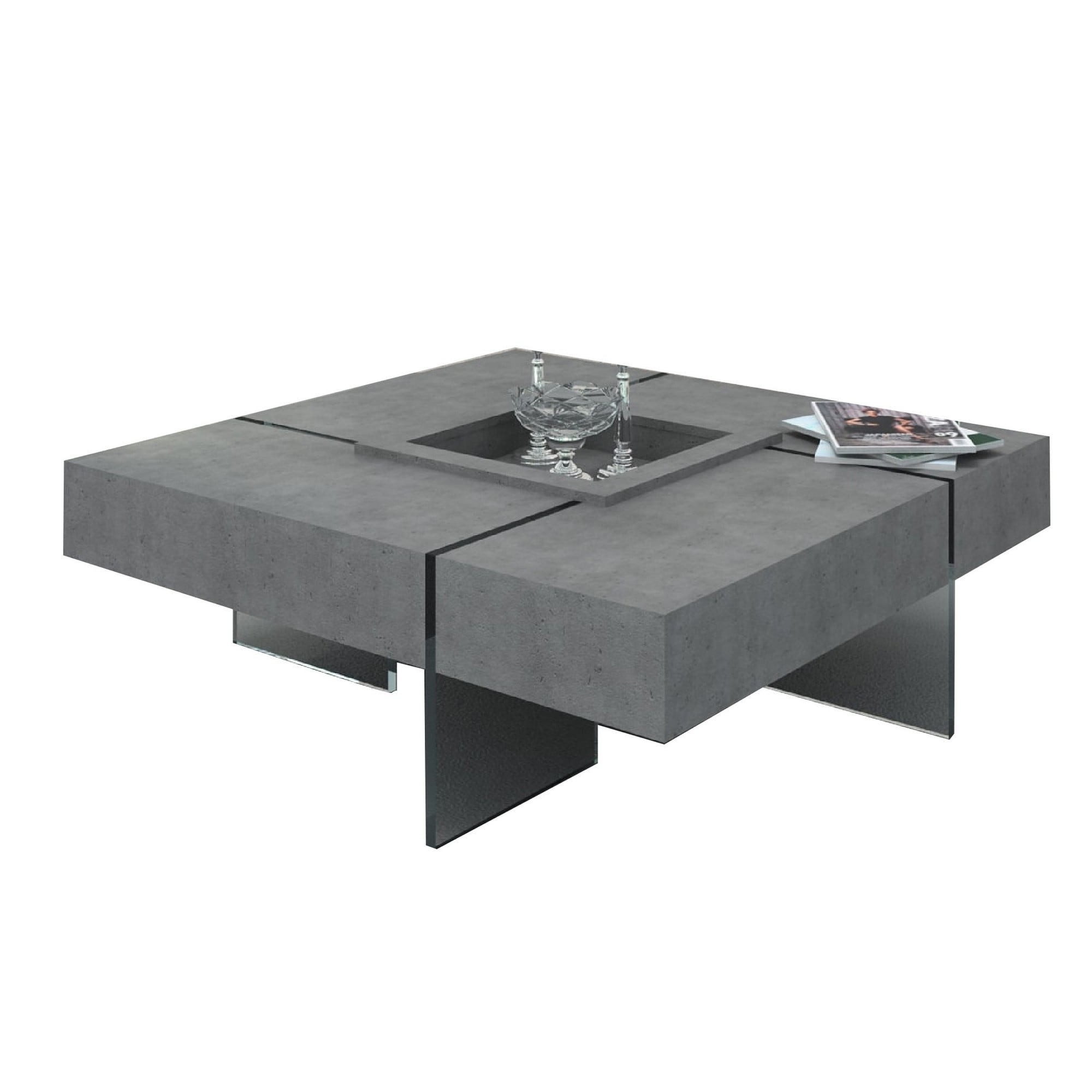 Cid 47 Inch Modern Floating Coffee Table， Dark Gray Faux Concrete Finish - Mycitystee